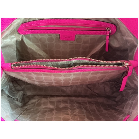 Vintage KATE SPADE New York Leather Tote Shoulder Bag Neon Pink Large - Picture 4 of 12